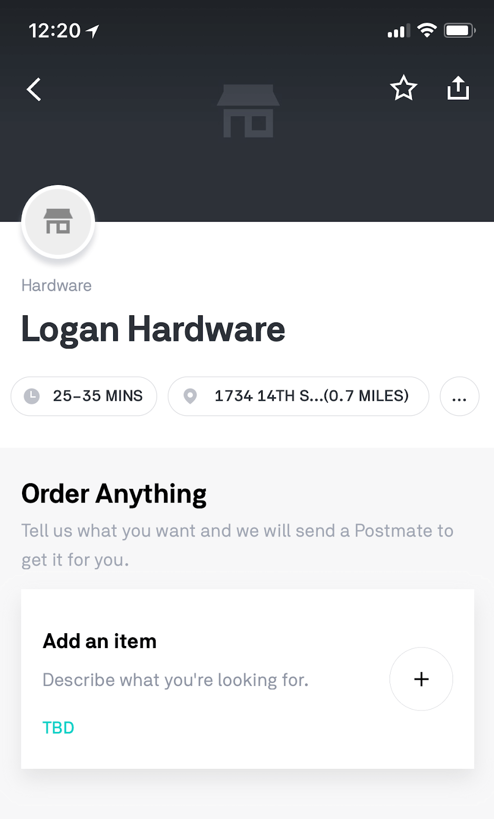 postmates restaurant example