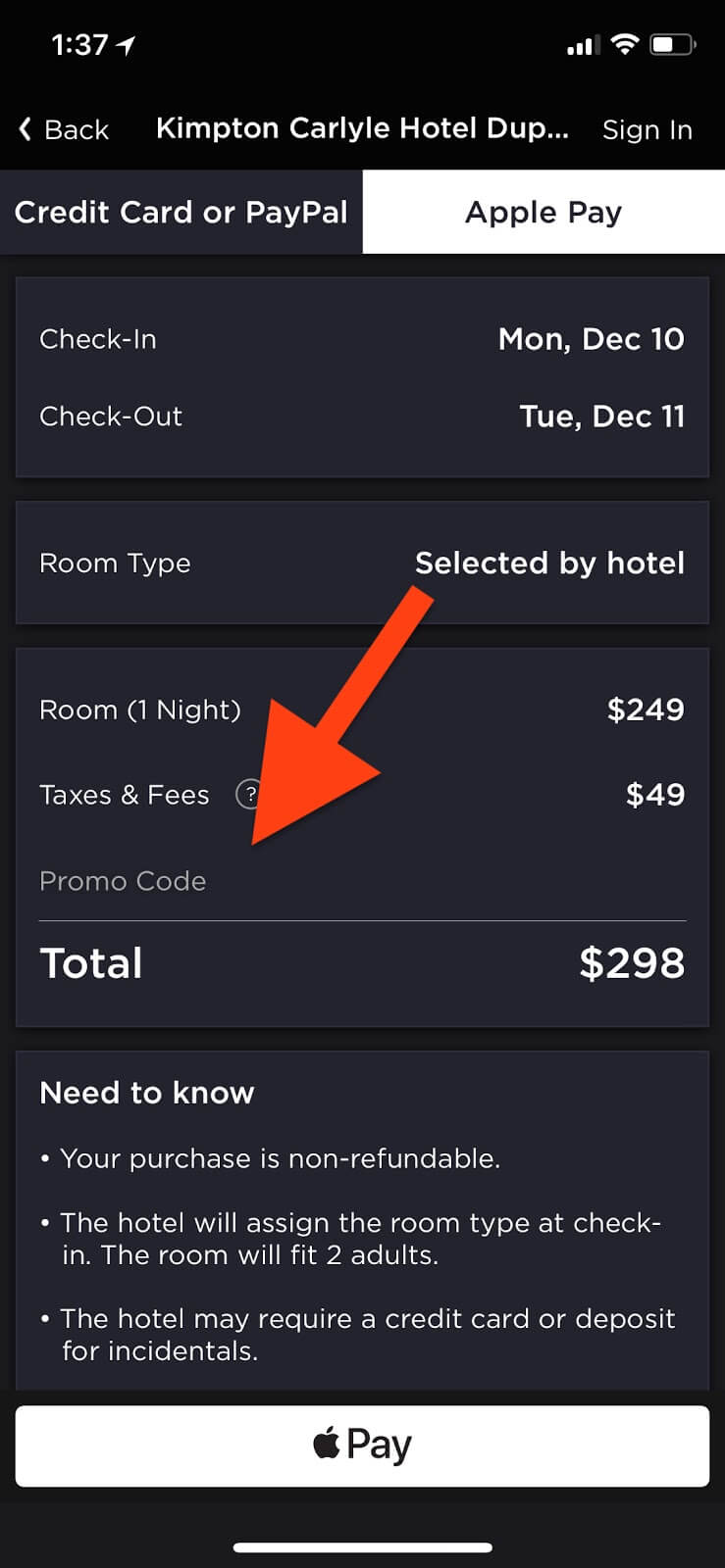 where to use hotel tonight promo code