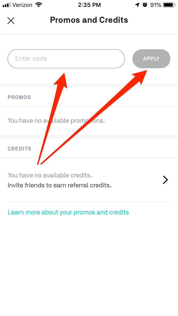 Enter and apply postmates promo code