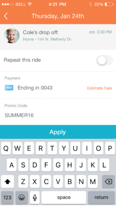 The Definitive Guide to HopSkipDrive: The K–12 Transportation Solution - Promo code screen