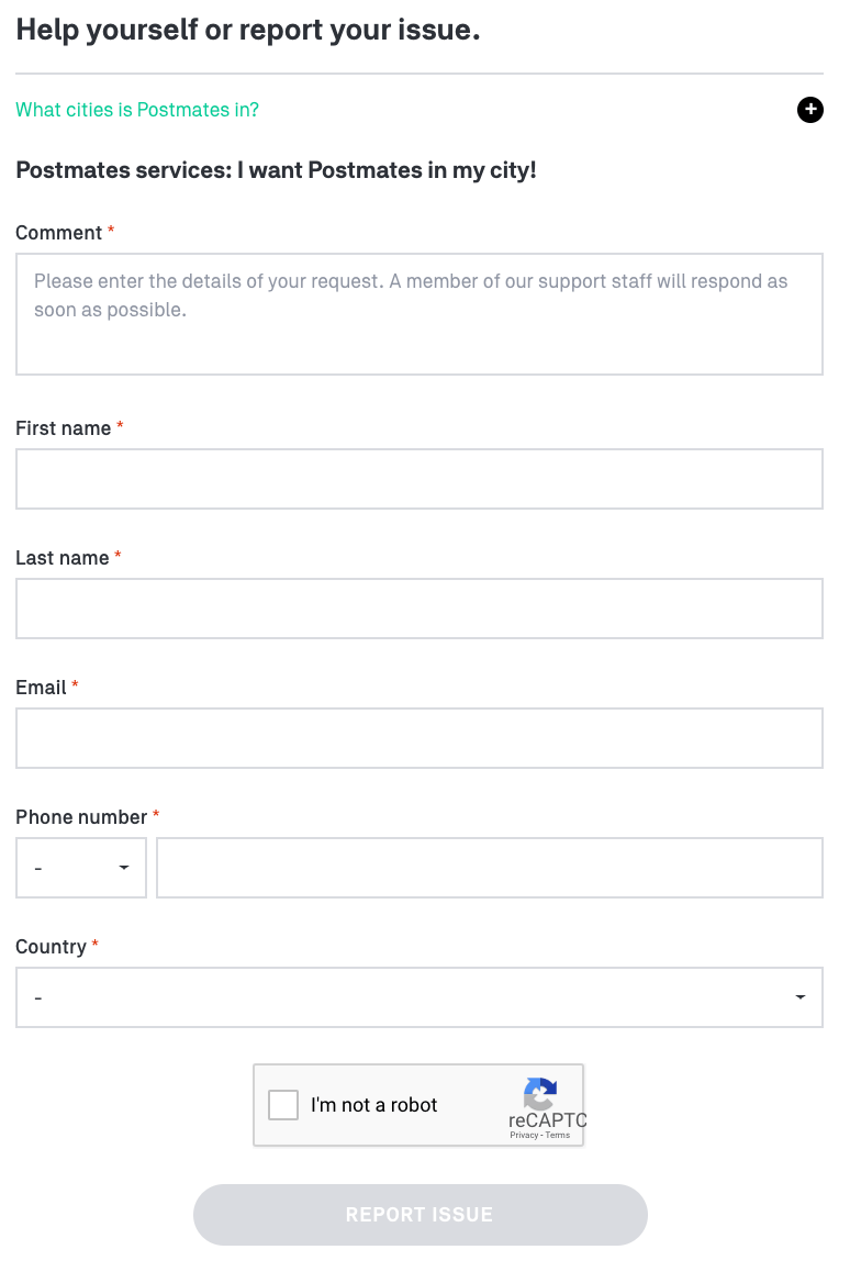 postmates issues report