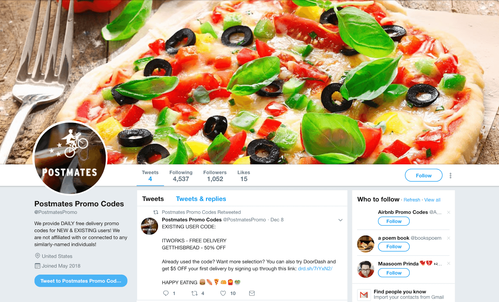 postmates twitter page