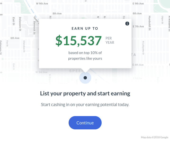 A Screenshot of VRBO's earnings estimate tool