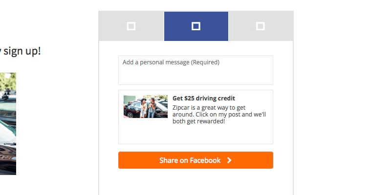 How to share zipcar on Facebook
