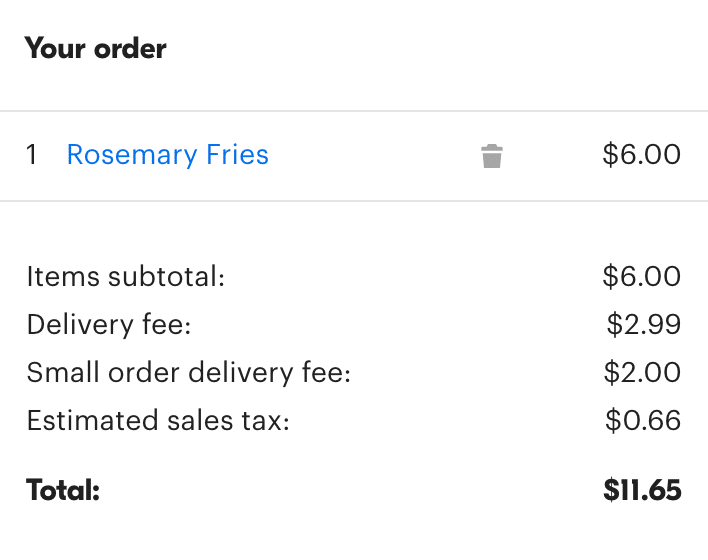 Grubhub Delivery Fee: What You Need to Know - Small order charge
