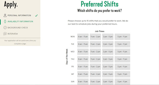 Choosing shift preferences in the Bellhops application.