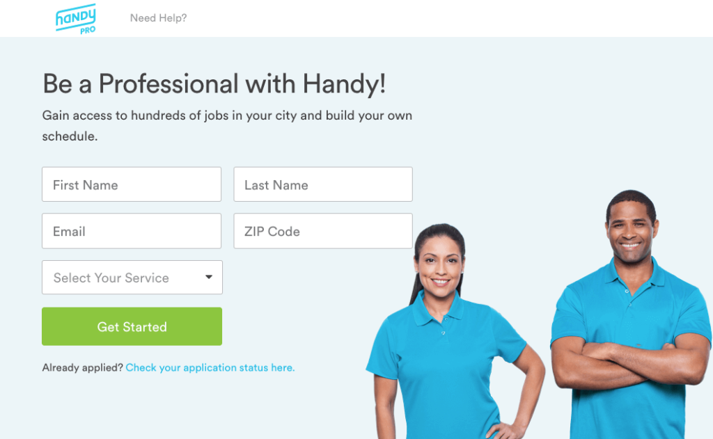 The start of the Handy application