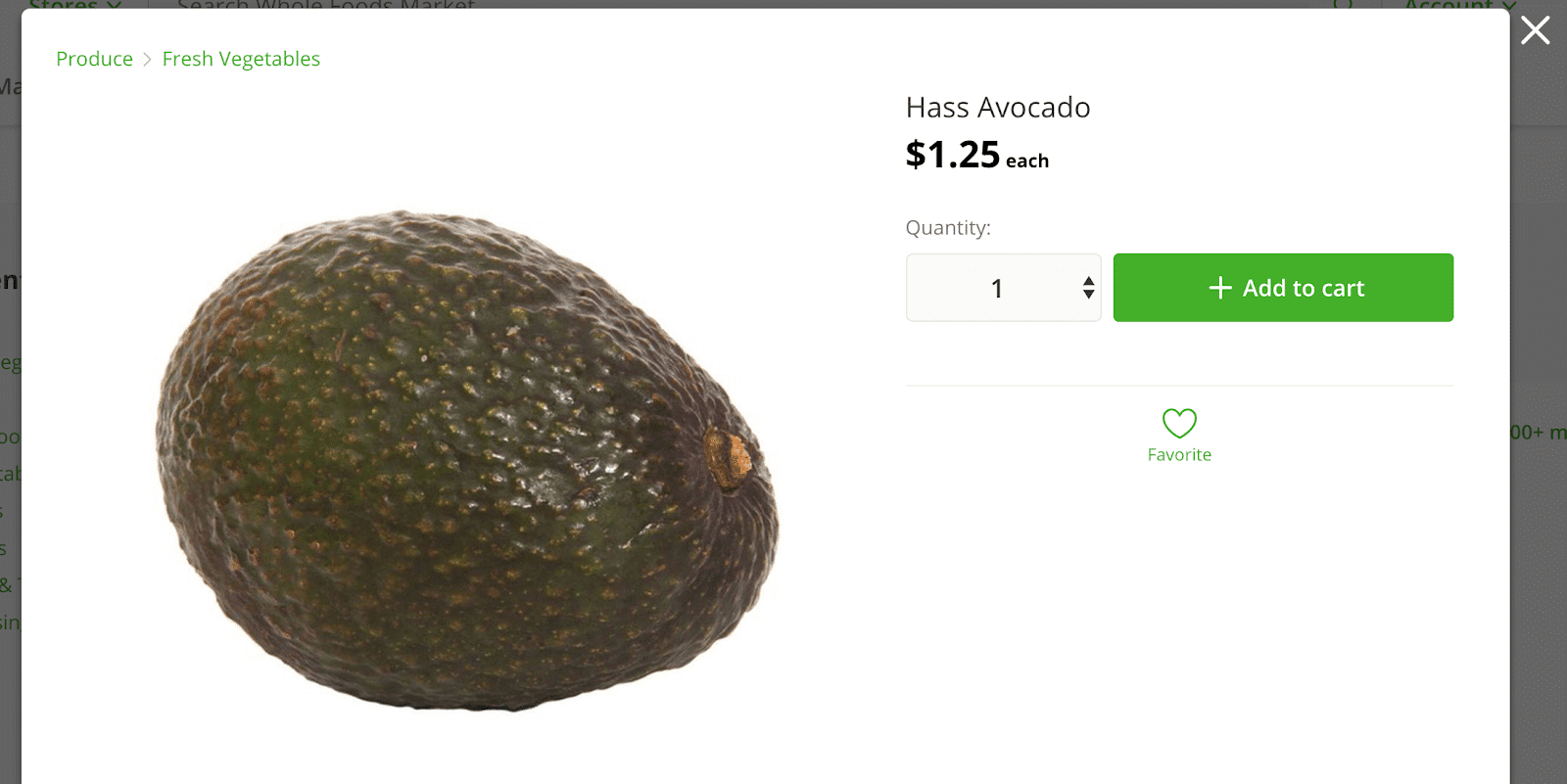 What Is Instacart? Screenshot of avocado product page