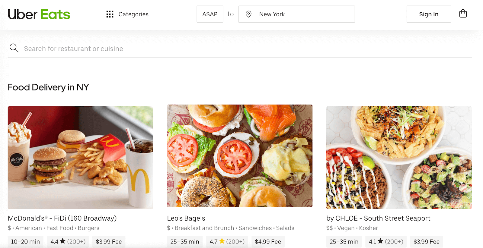 Online food delivery: Uber Eats