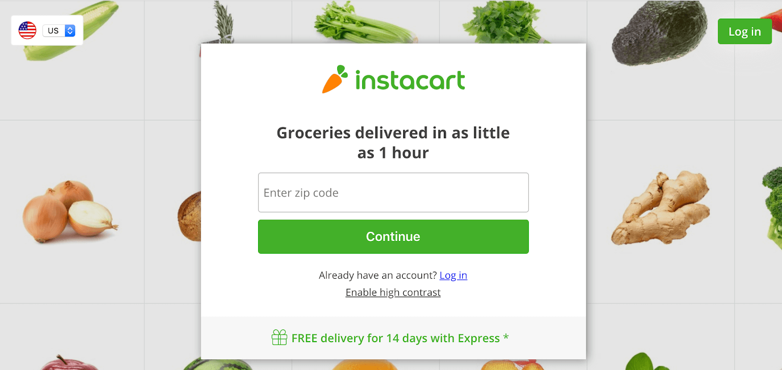 Shipt vs Instacart: Instacart homepage