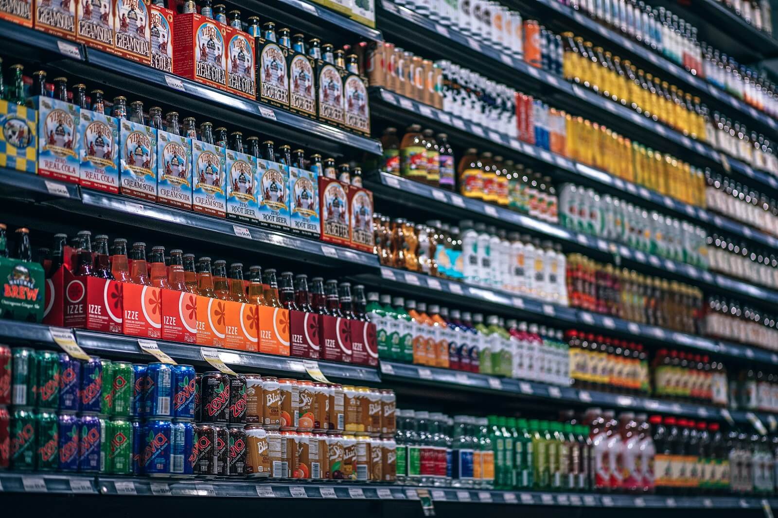 Work for Instacart: Beverages on grocery store shelf