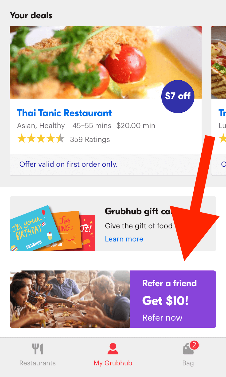 Refer a friend and get Grubhub discount in return