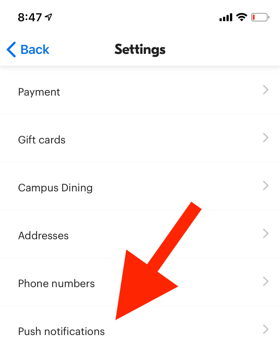 Grubhub First Time Coupon: Allow push notifications