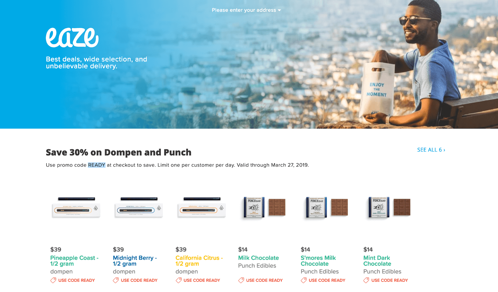 Eaze Promo Code: Eaze homepage