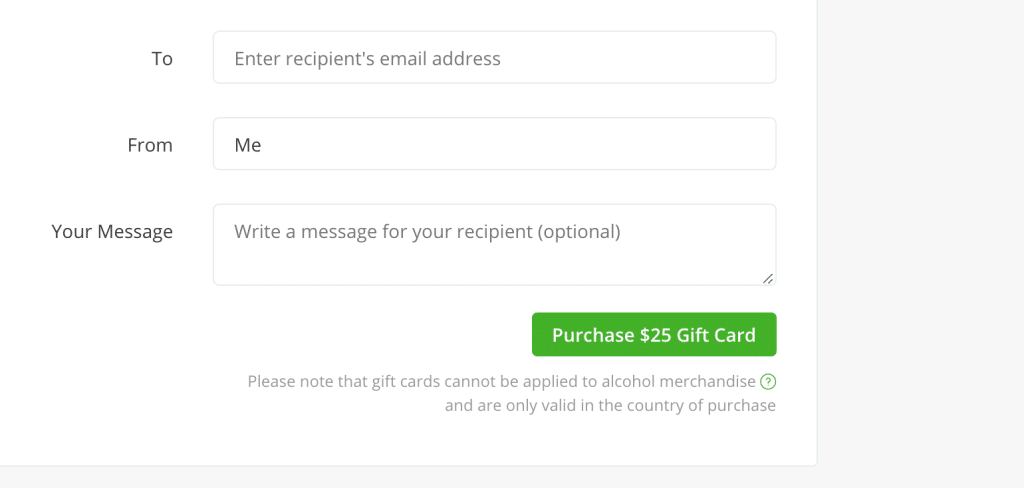 Instacart Gift Card: Enter recipient name
