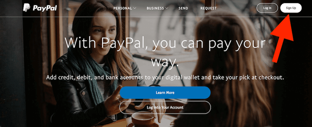Sign up button to make money online with PayPal