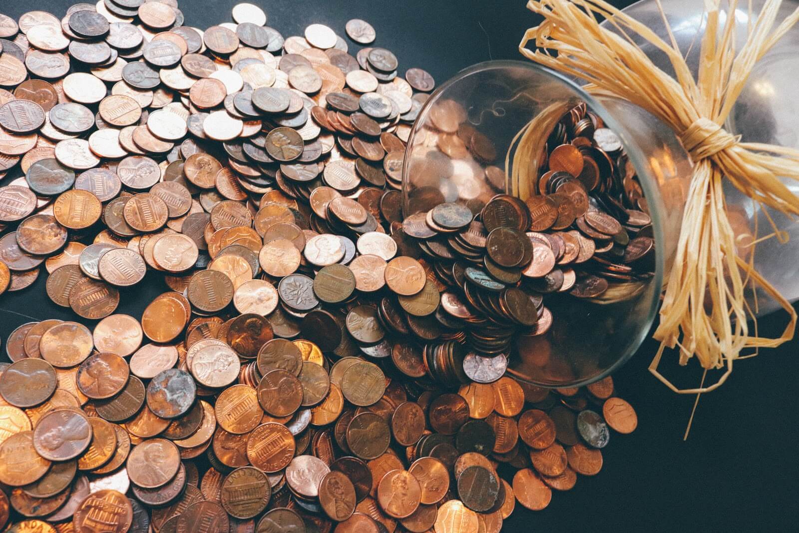 Instacart Coupons: Pennies spilled out on a table
