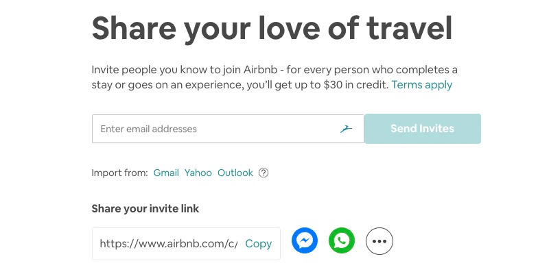Airbnb Coupon Codes: Send invite code screenshot