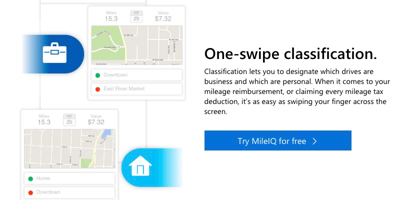 MileIQ one-swipe classification
