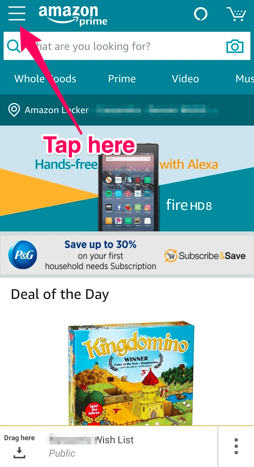 Amazon Restaurant navigation homepage