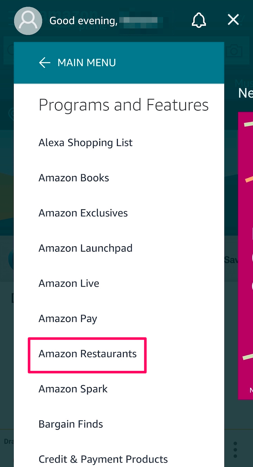 Amazon Restaurant menu