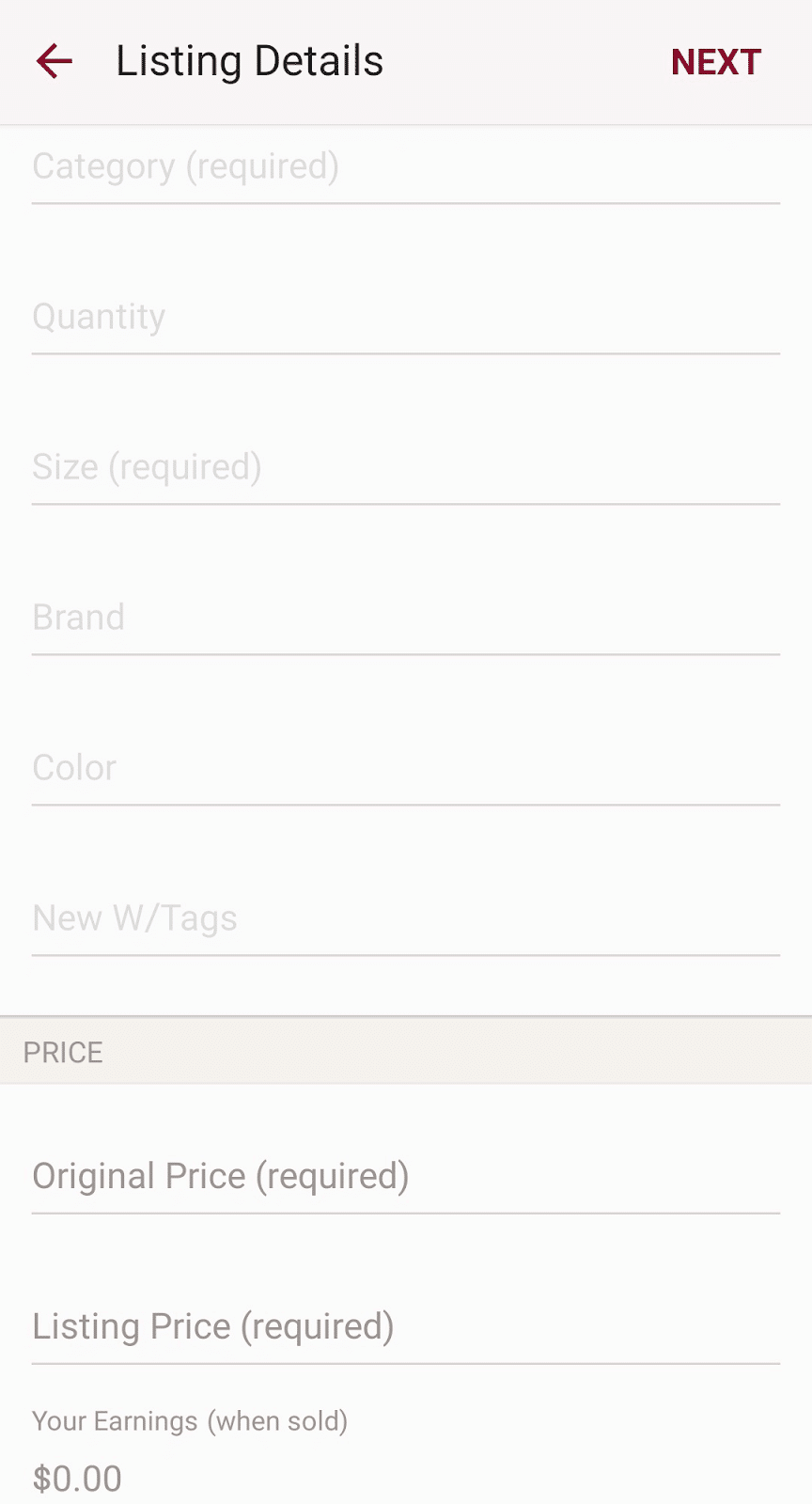 Poshmark Review: Screenshot of listing detials
