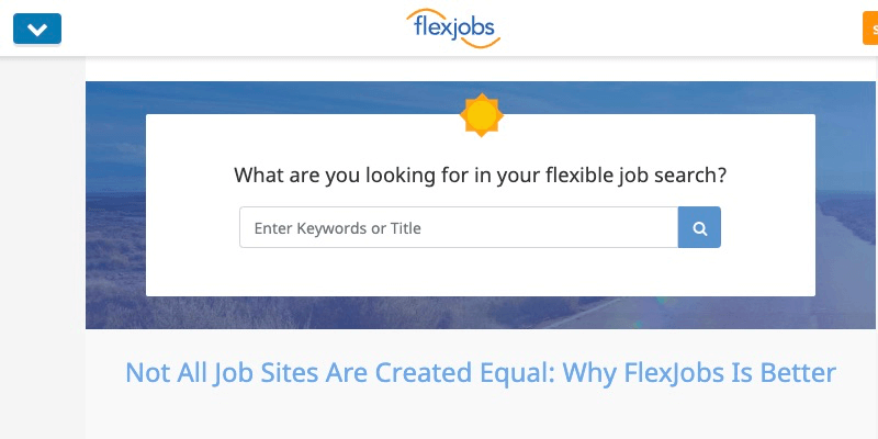 FlexJobs homepage for telecommuting jobs