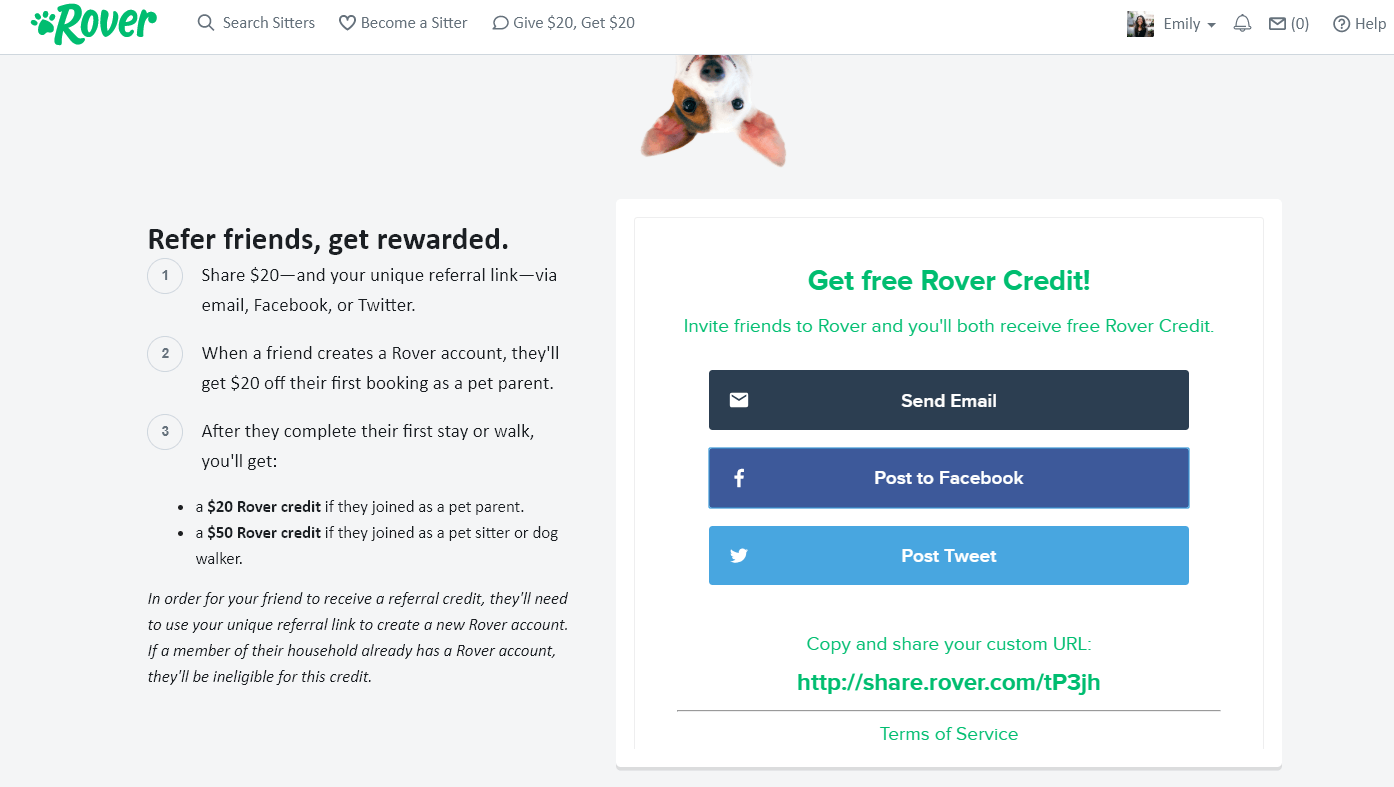 How to send Rover promo code to a friend