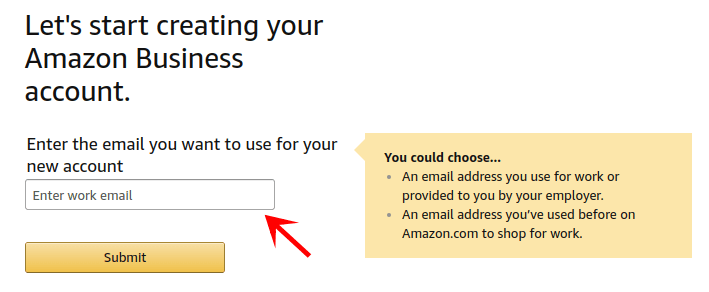 Enter work email screenshot