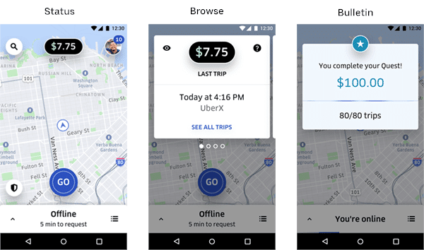 Earnings tracker on Uber driver app