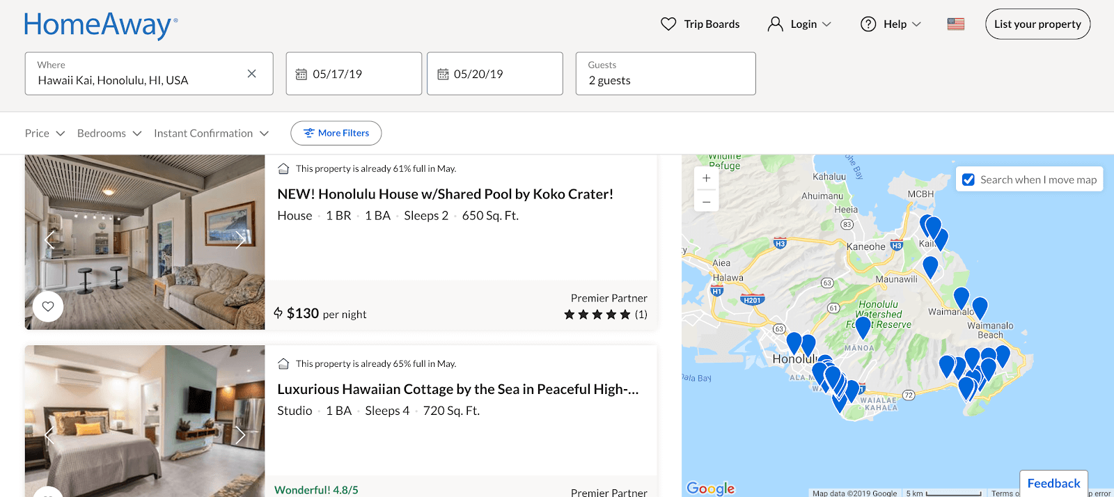 HomeAway Payments: a booking screen on the HomeAway website