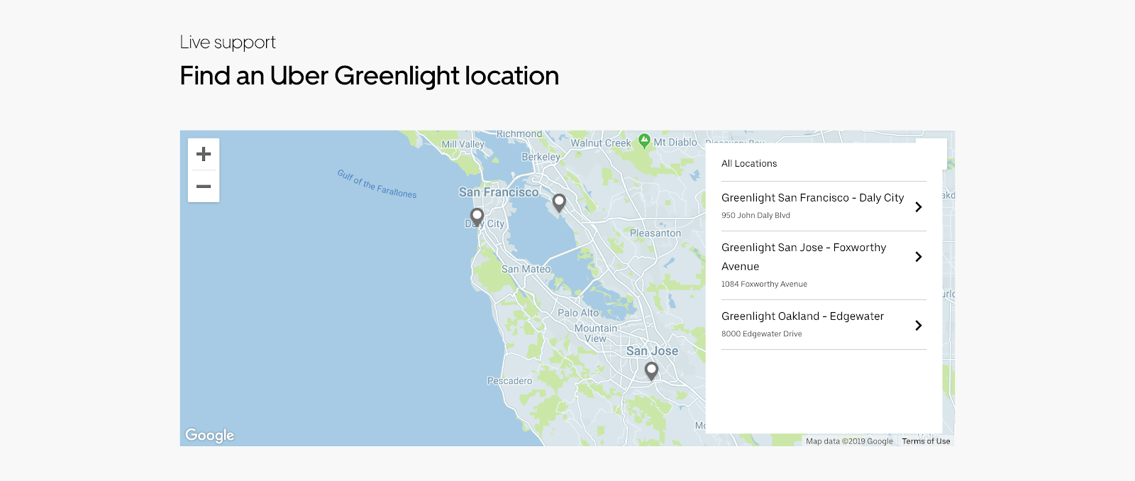 Uber contact a Greenlight location