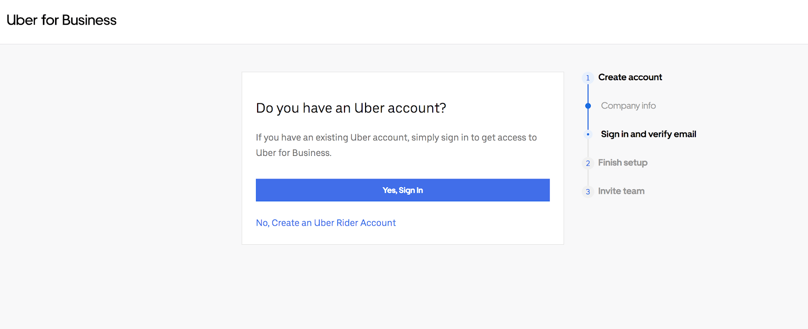 Uber for Business: the Uber webpage to link your personal account to your business account