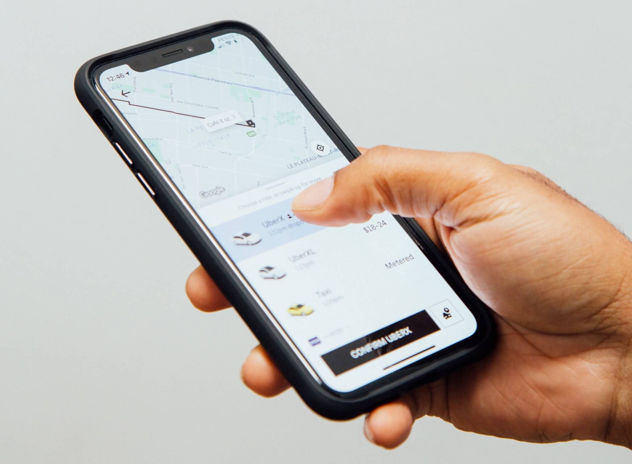 Uber Black: the Uber app on a phone screen
