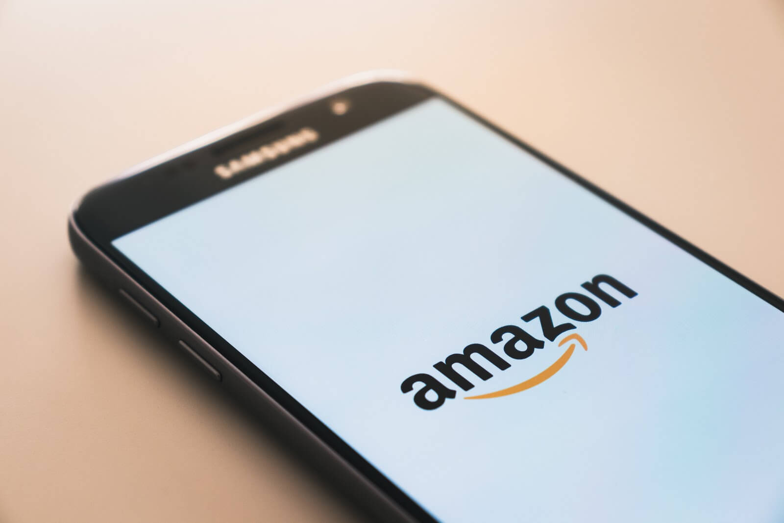 Samsung phone with Amazon logo onscreen