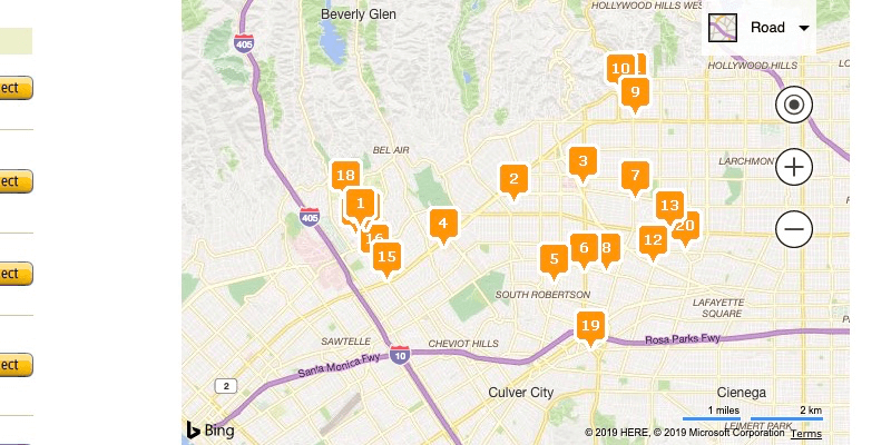 Map results for Amazon Locker locations