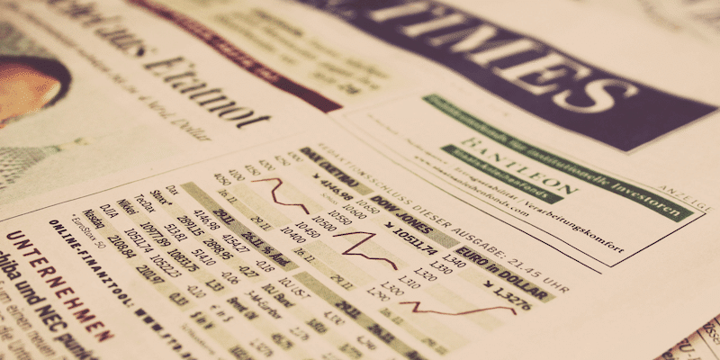 Stocks section of newspaper