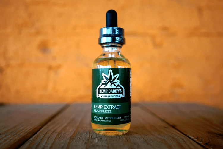 Bottle of hemp extract
