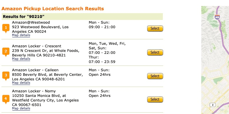 Search results for Amazon Locker locations