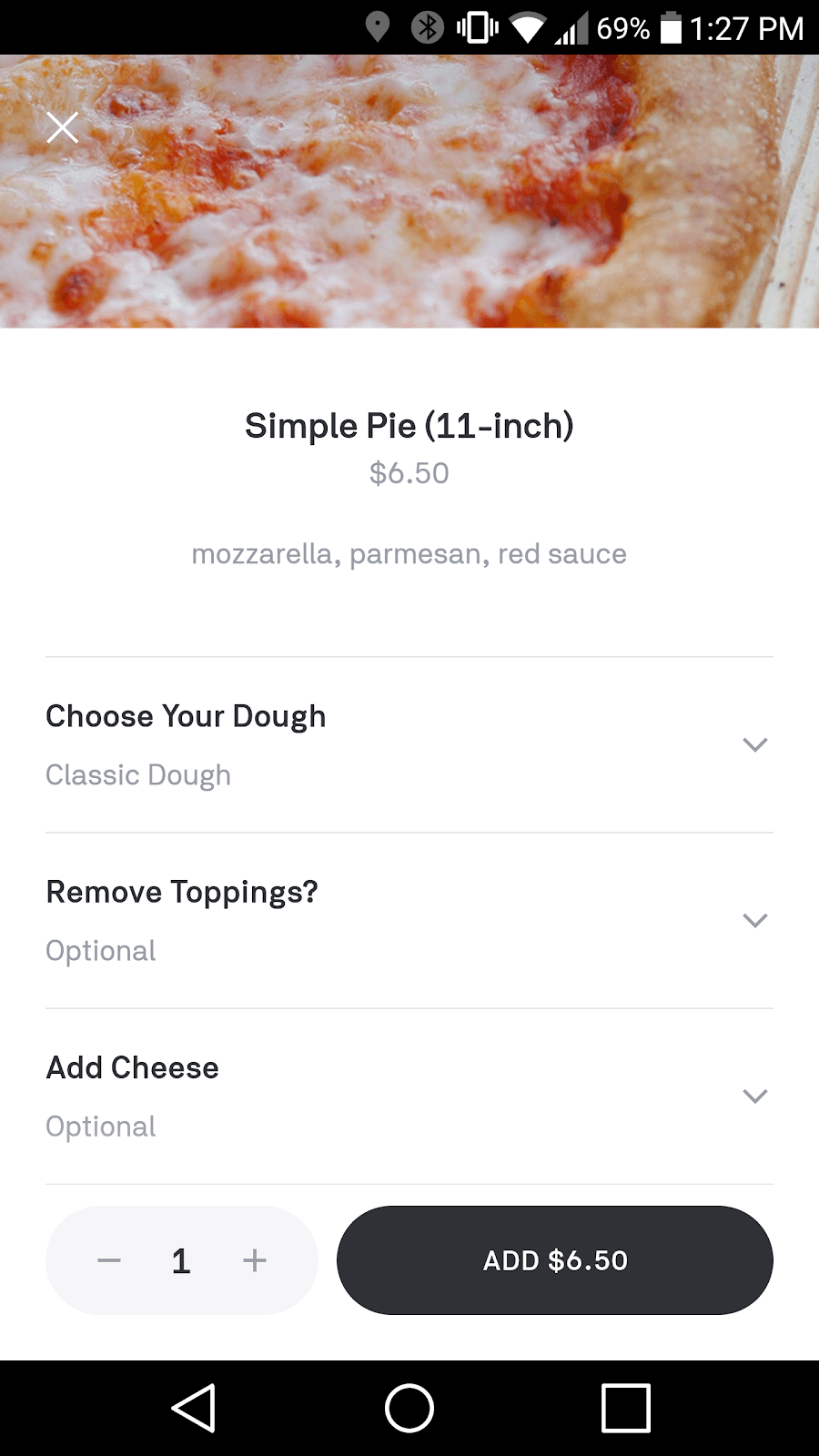 Screenshot of submitting an order on the Postmates app