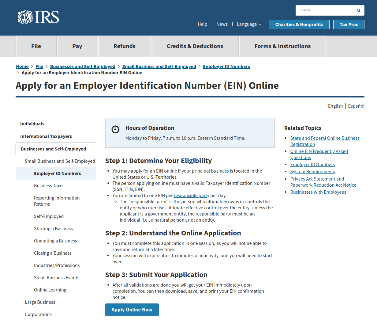 Apply for an Employer Identification Number for SS-4