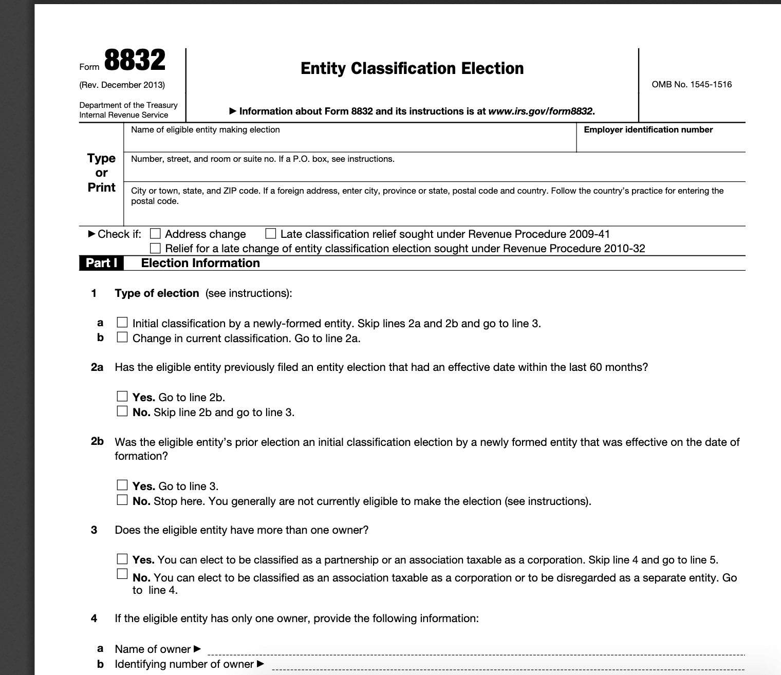 Form 8832: The downloadable IRS form