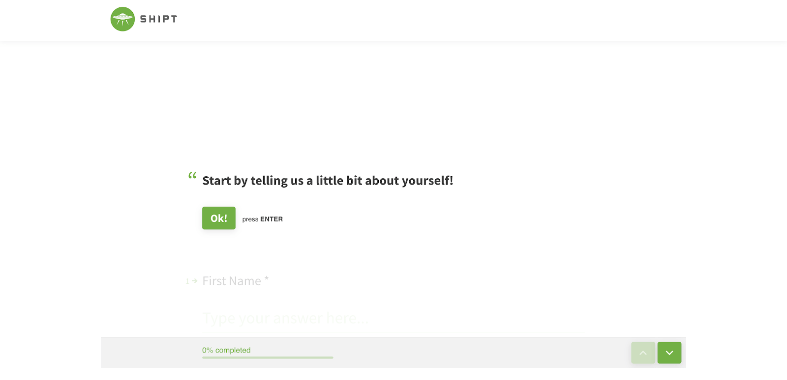 Shipt shopper: the first shopper application question on the Shipt webpage