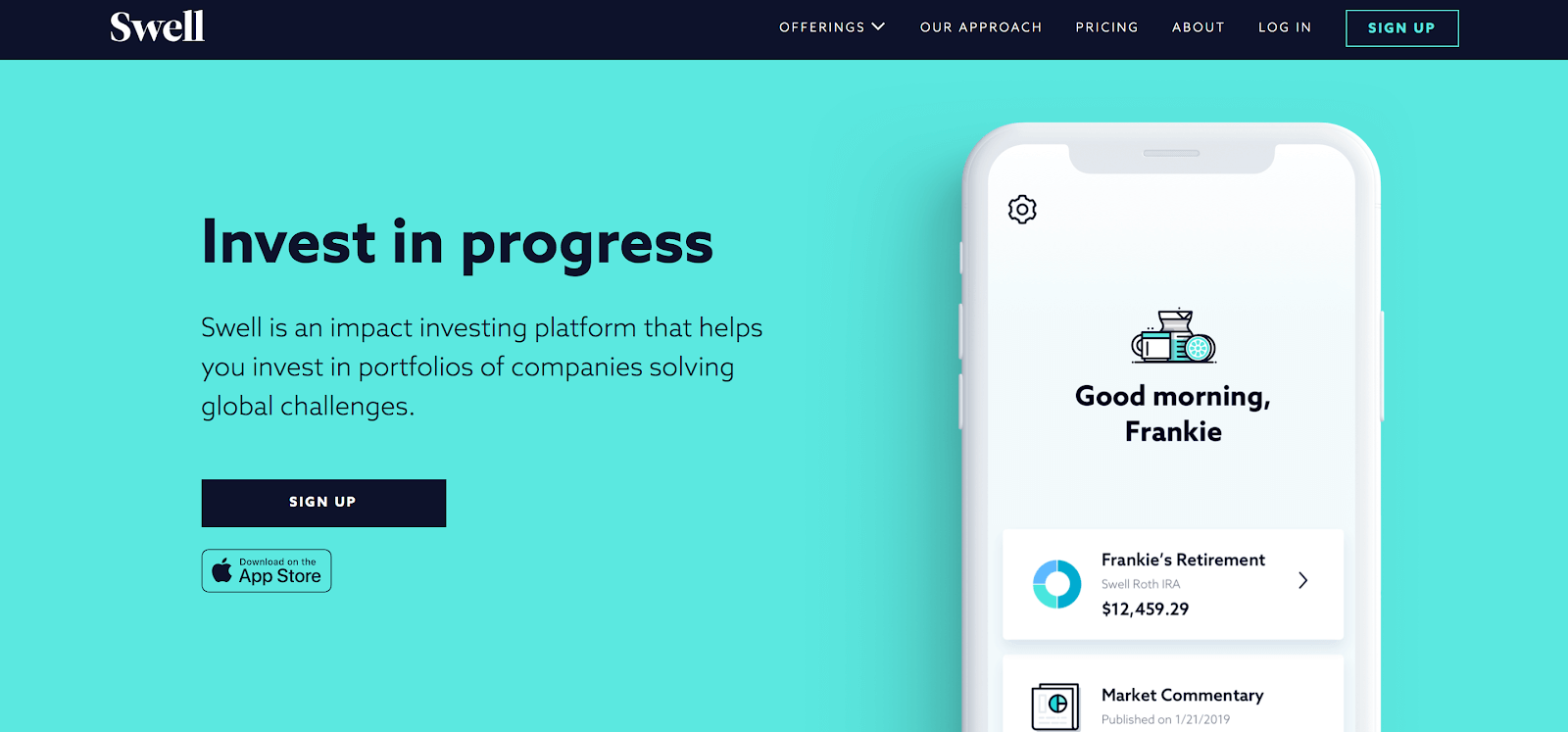 How to invest money: the Swell homepage