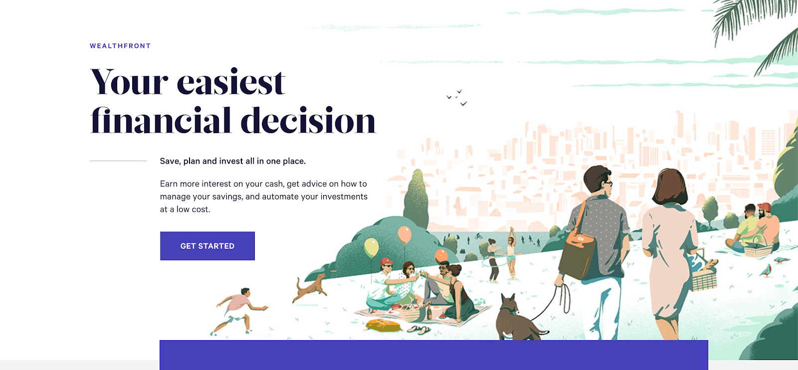 How to invest money: the Wealthfront homepage