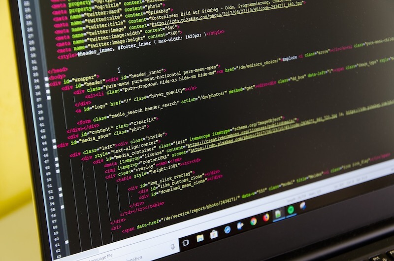 Freelance web developer: code on a computer screen