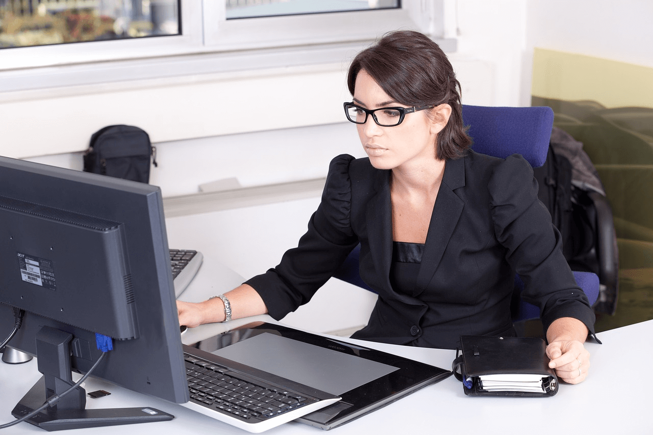 Registered agent works on computer