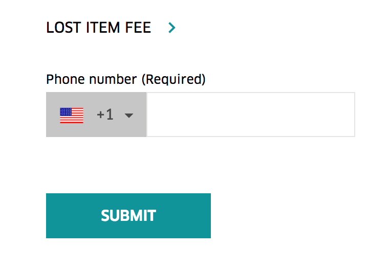 Uber chat: the webpage to provide a phone number for lost items