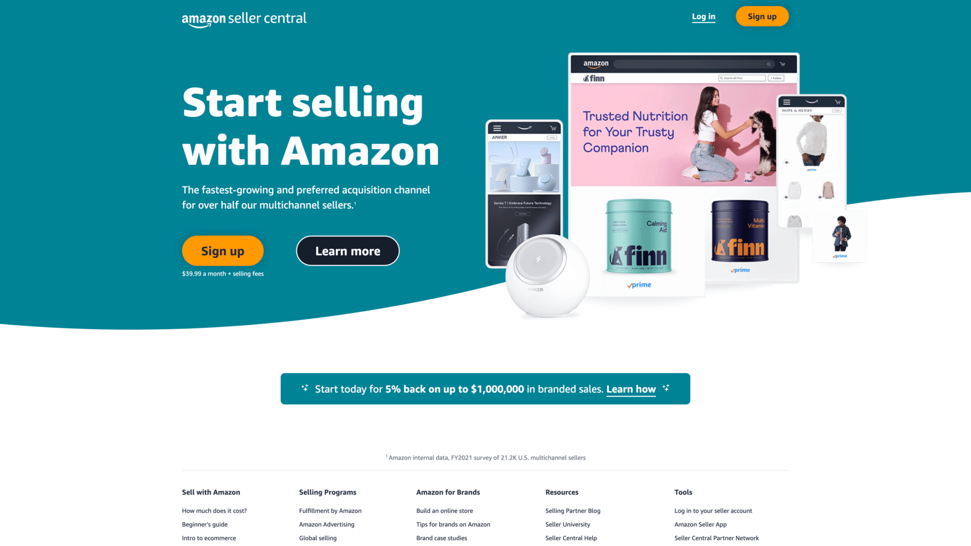 a screenshot of the Amazon Seller homepage
