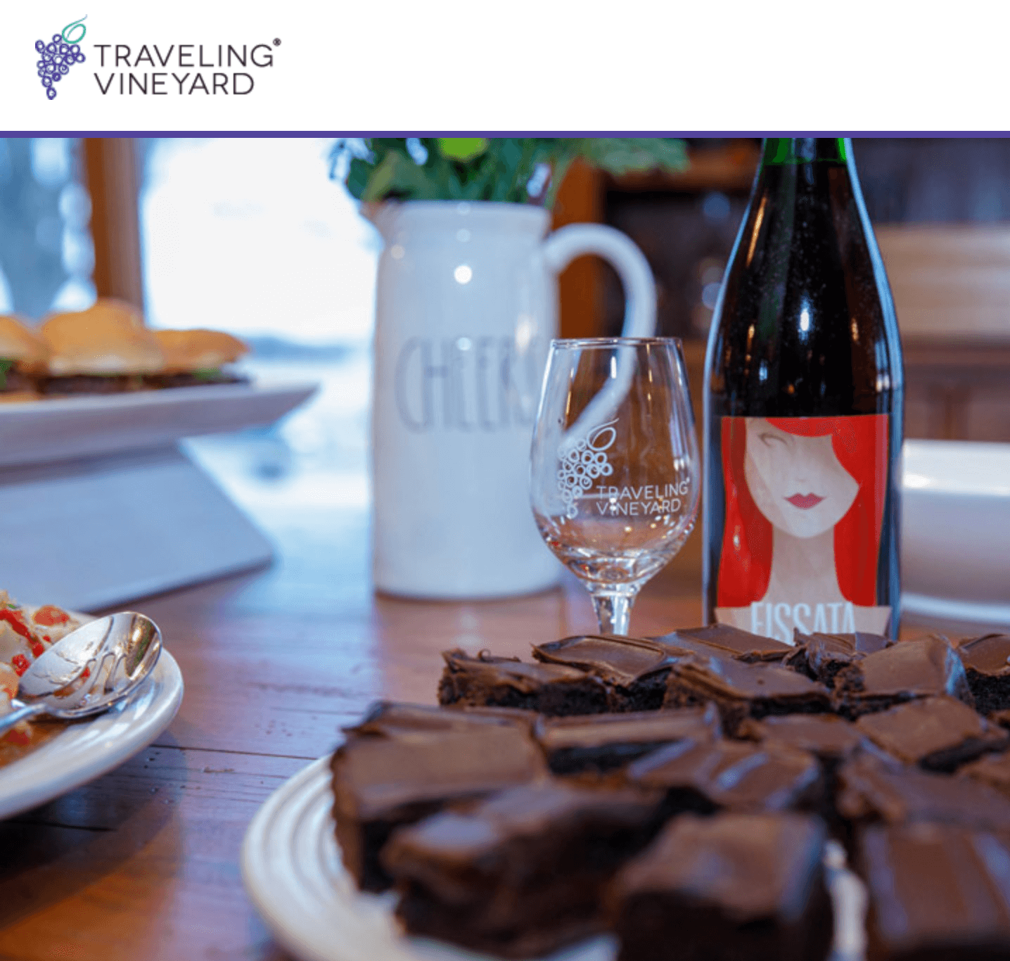 Traveling Vineyard wine next to brownies